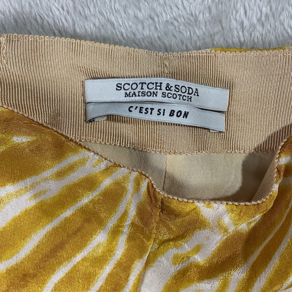 Scotch & Soda Viscose Tie Dye Wide Leg Trousers Yellow Women's S Boho Dopamine - Picture 3 of 15